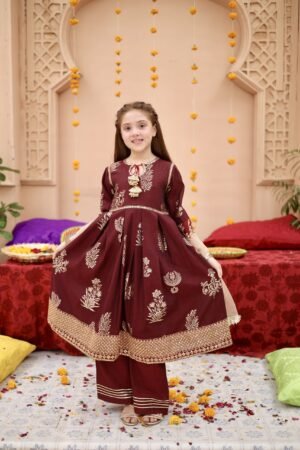 Raw Silk Frock for Girls - Tabassum Tara